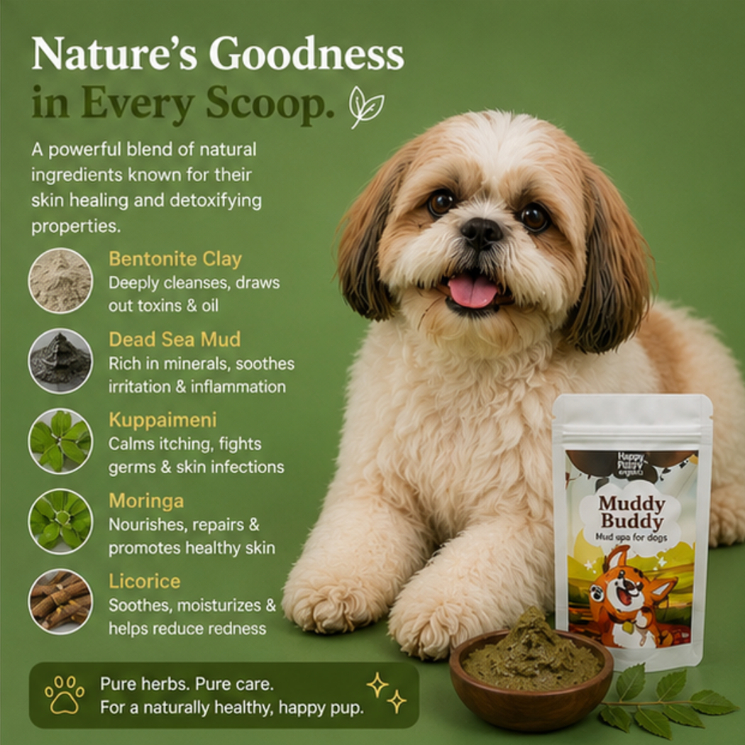 Happy Puppy Organics Muddy Buddy – India’s First Healing Clay Mask for Dogs