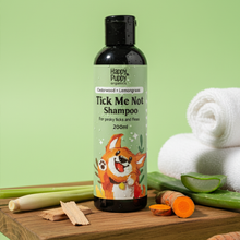 Load image into Gallery viewer, Happy Puppy Organics Tick Me Not Shampoo – Natural Tick Repellent with Lemongrass, Neem, Turmeric & Cedarwood