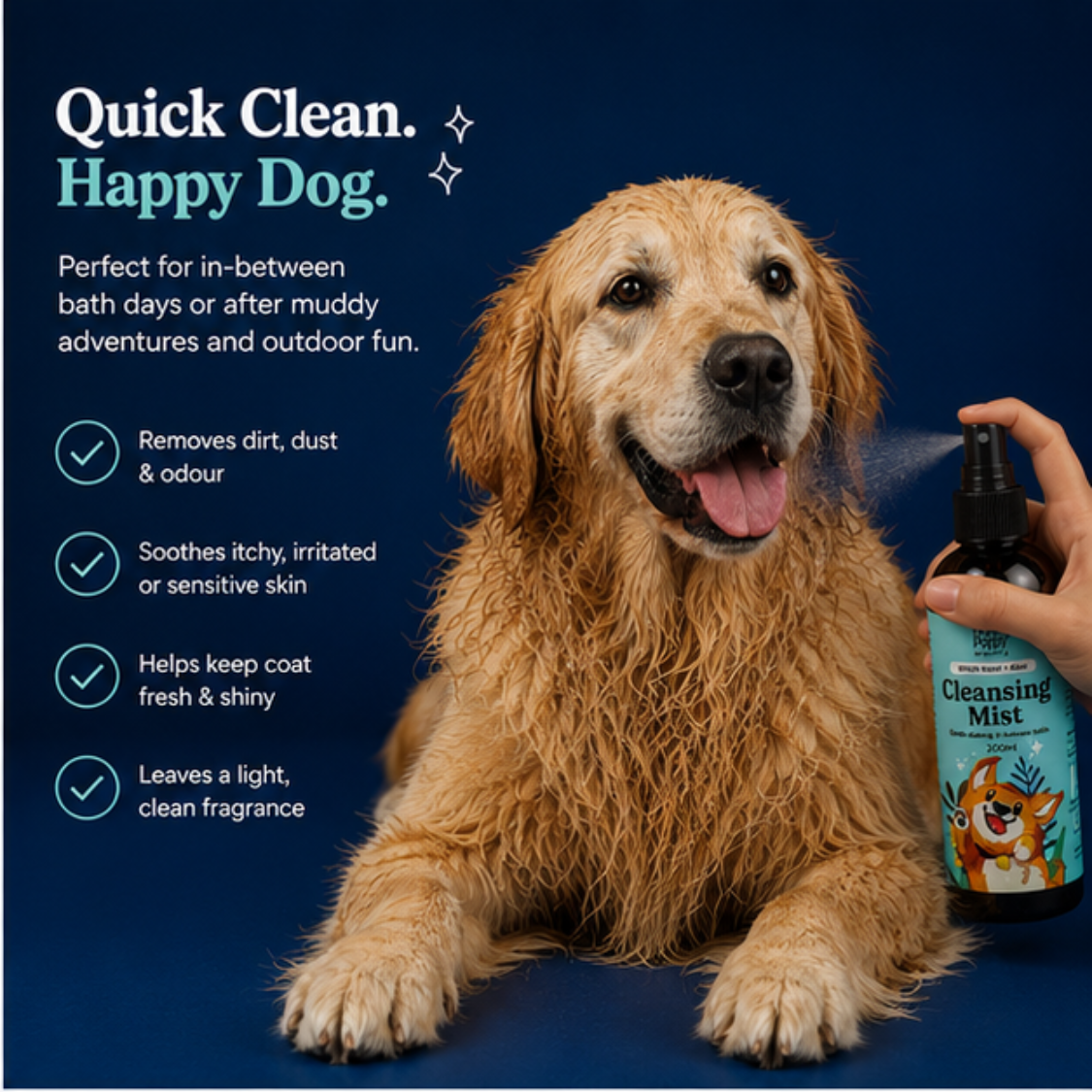 Cleansing Mist Dry Shampoo for Dogs - Refresh, Cleanse & Soothe Naturally
