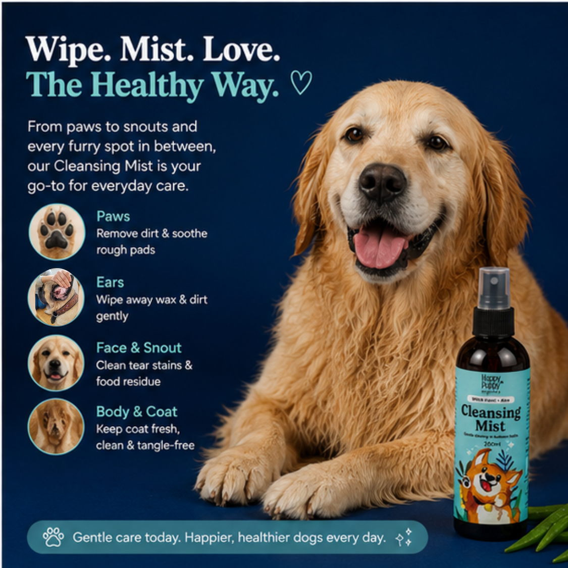 Cleansing Mist Dry Shampoo for Dogs - Refresh, Cleanse & Soothe Naturally