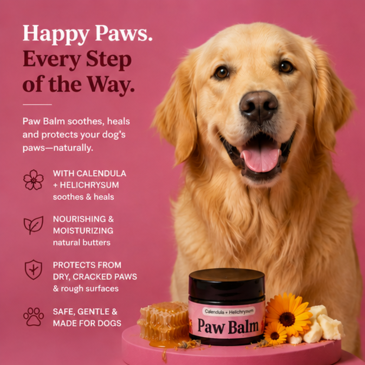Organic Paw Balm - with Beeswax and healing Calendula
