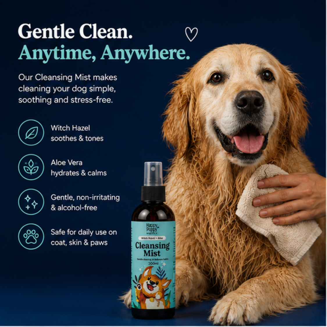 Cleansing Mist Dry Shampoo for Dogs - Refresh, Cleanse & Soothe Naturally