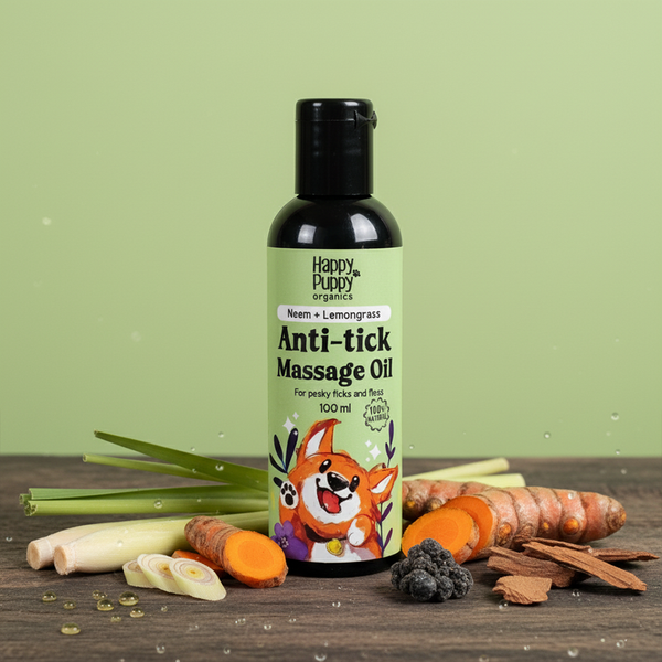 Happy Puppy Organics Anti-Tick Spa Oil – Natural Tick Repellent & Wellness Massage Oil for Dogs
