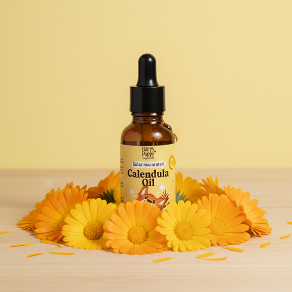 Happy Puppy Organics Solar Macerated Calendula Oil – Gentle Healing & Skin Renewal for Dogs
