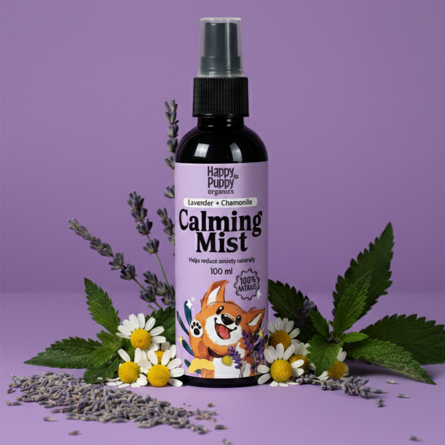 Happy Puppy Organics Organic Calming Mist – Natural Relief for Anxiety & Noise Stress