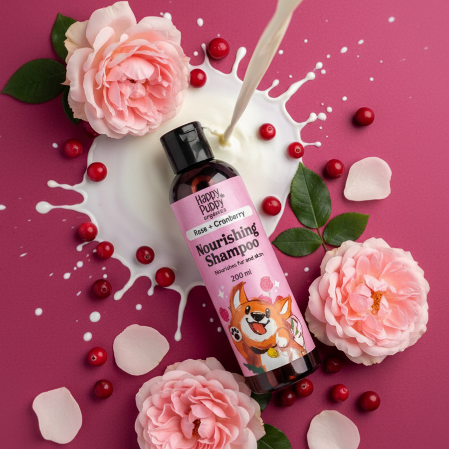 Nourishing Shampoo with Goat Milk, Rose & Cranberry - Hydrate and Soothe Your Dog's Skin